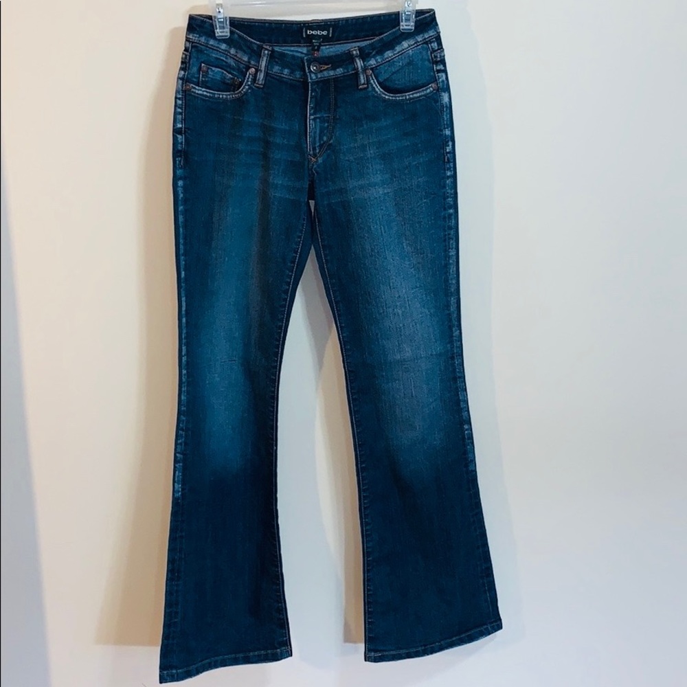 BEBE Denim | Dark Wash Bootcut Denim Pants Jeans Italian Fabric Fitted Low Rise - Picture 8 of 8